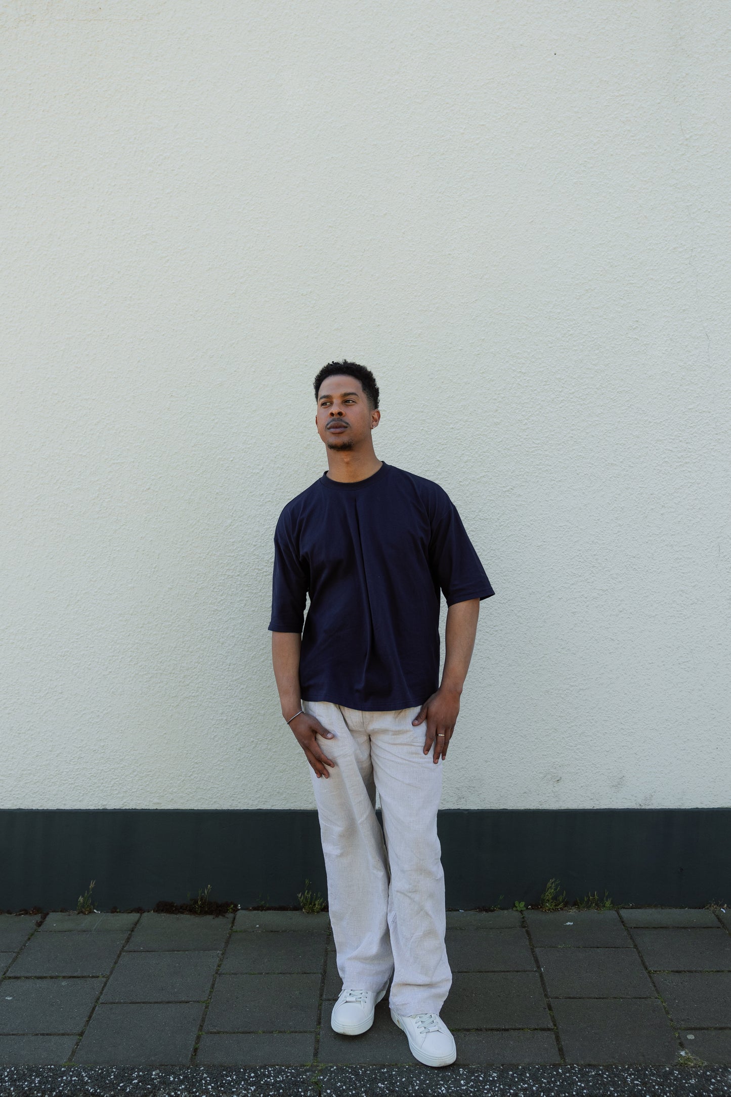 Pleated T-shirt Navy