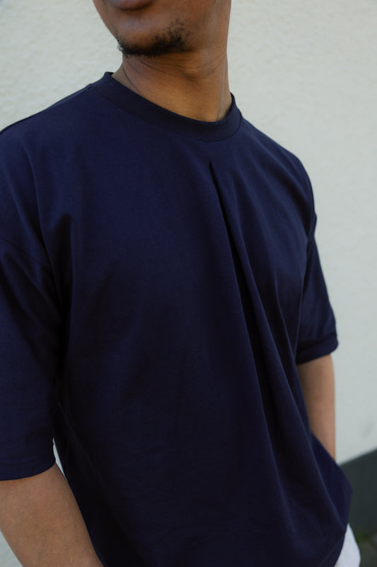Pleated T-shirt Navy