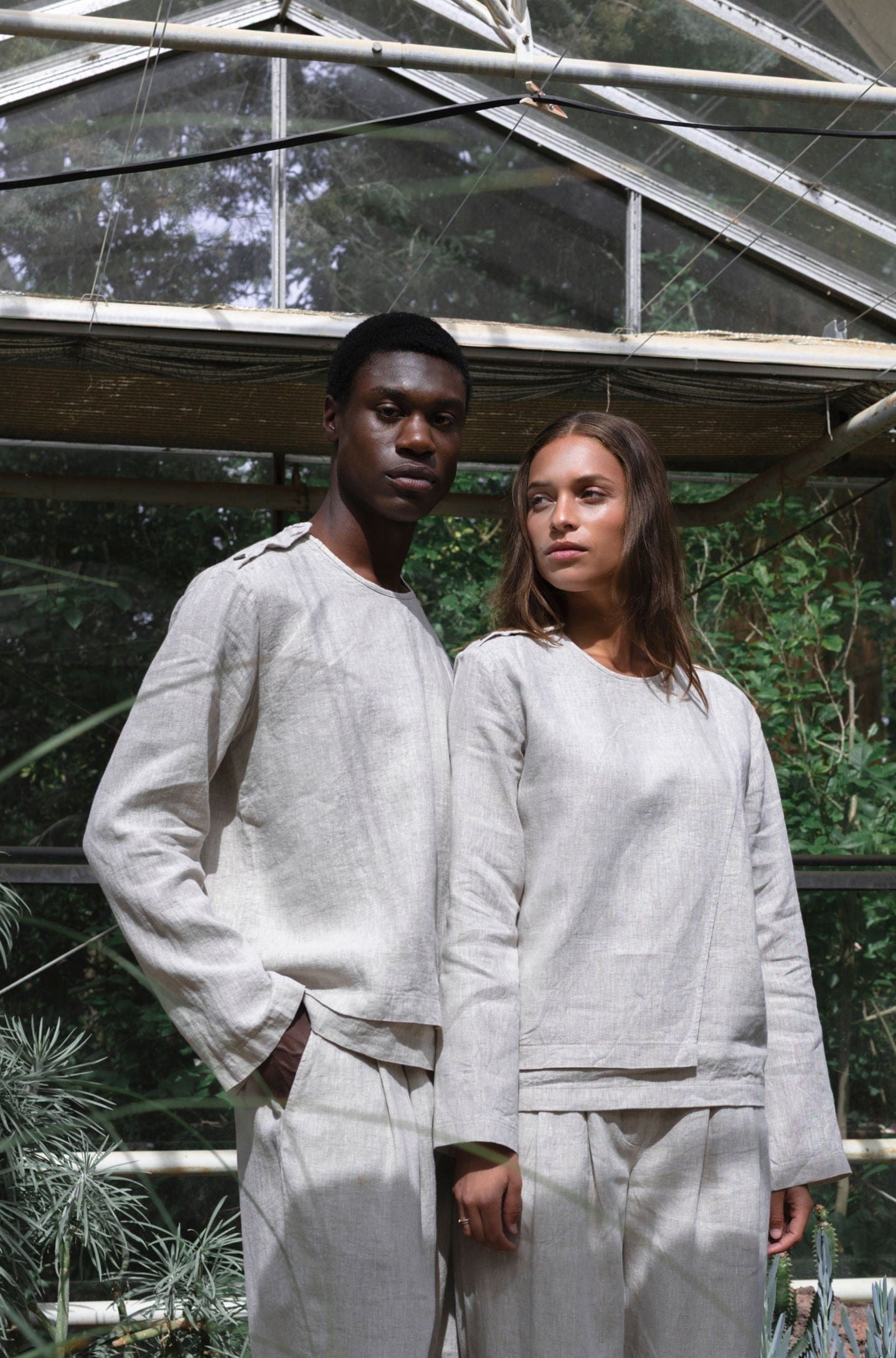 Asymmetrisch linnen overhemd