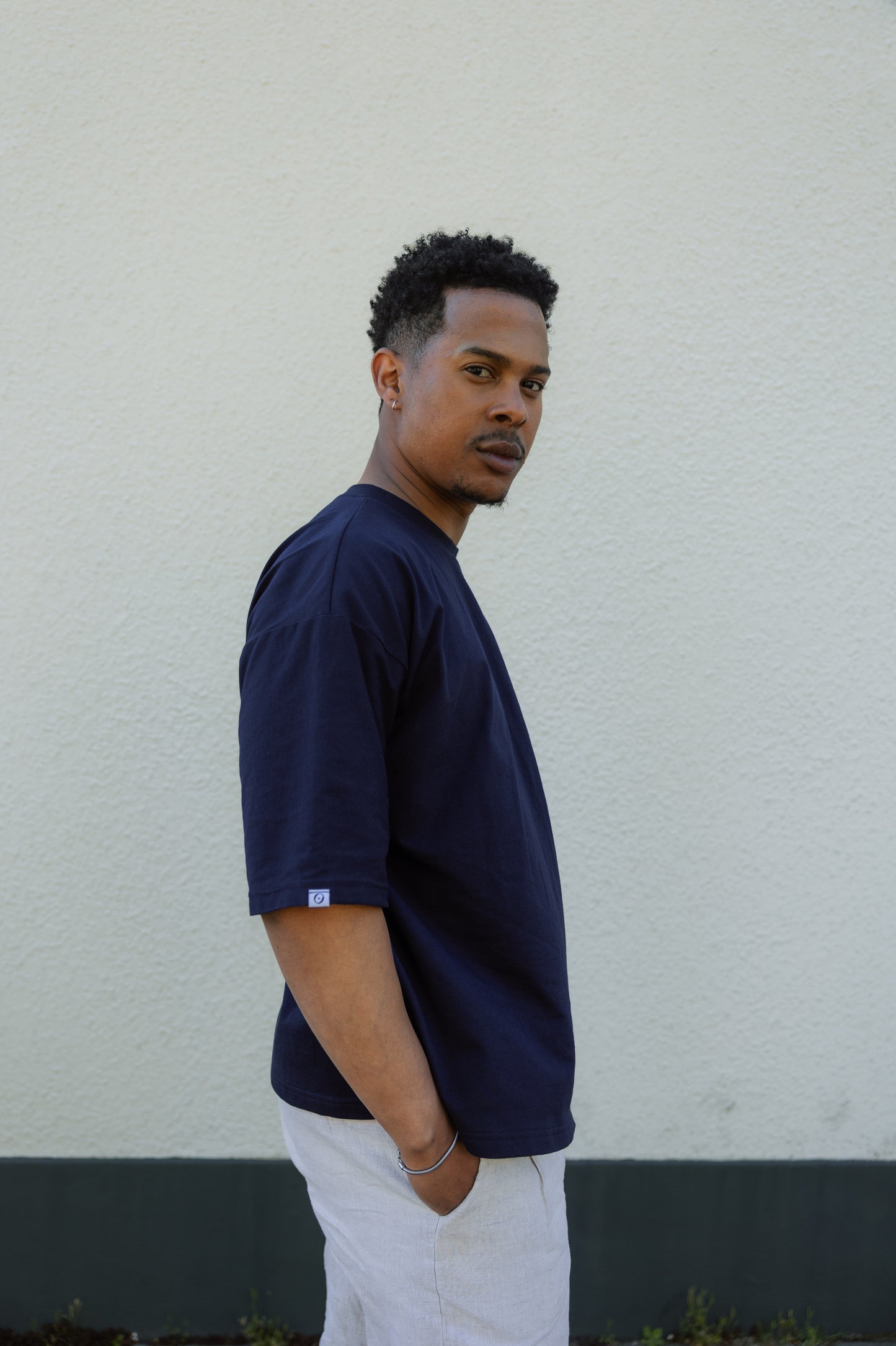 Pleated T-shirt Navy