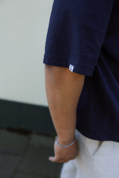 Pleated T-shirt Navy