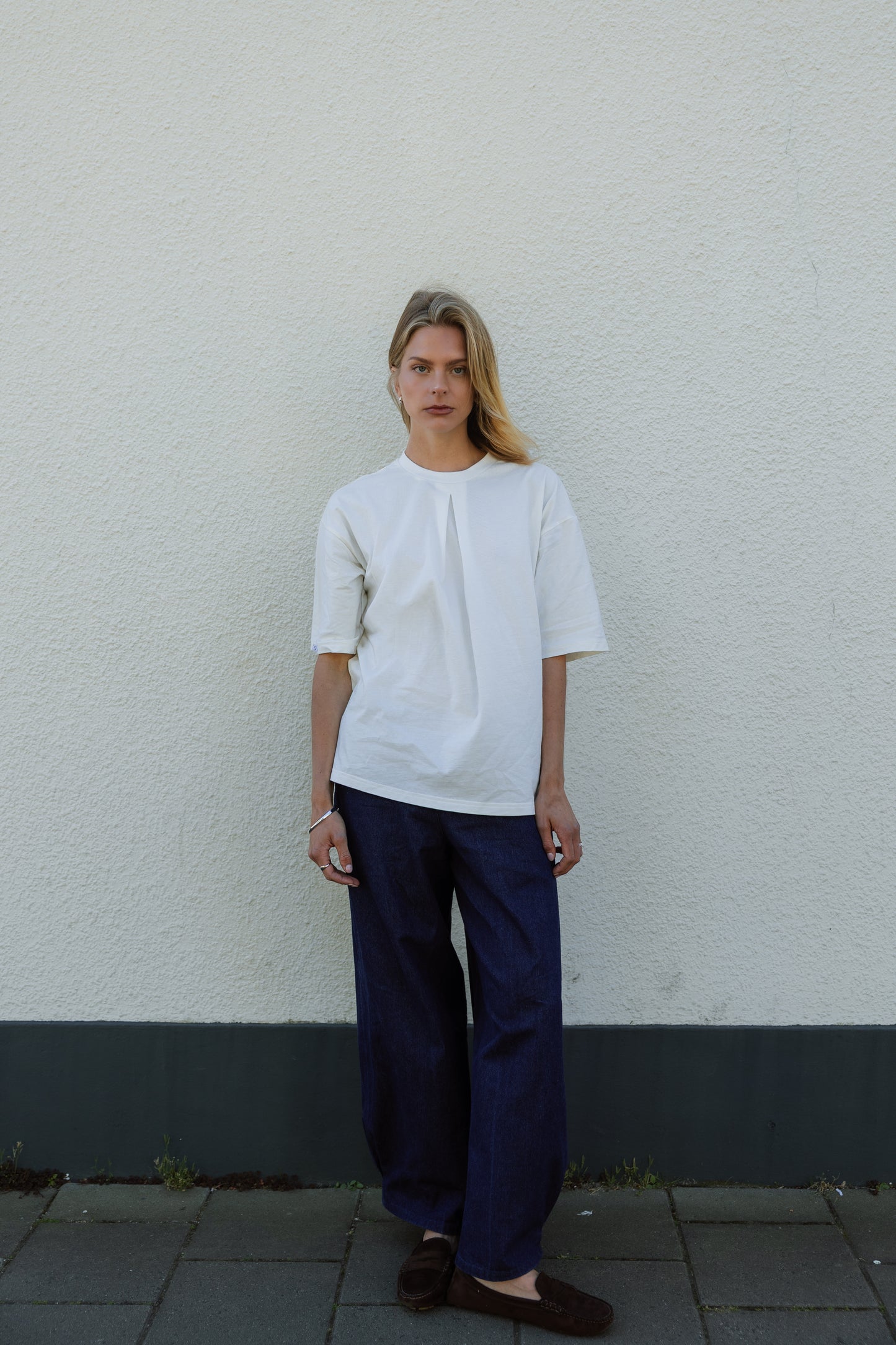 Pleated T-shirt Off white