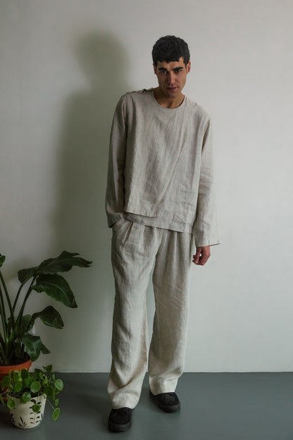 Geplooide linnen broek