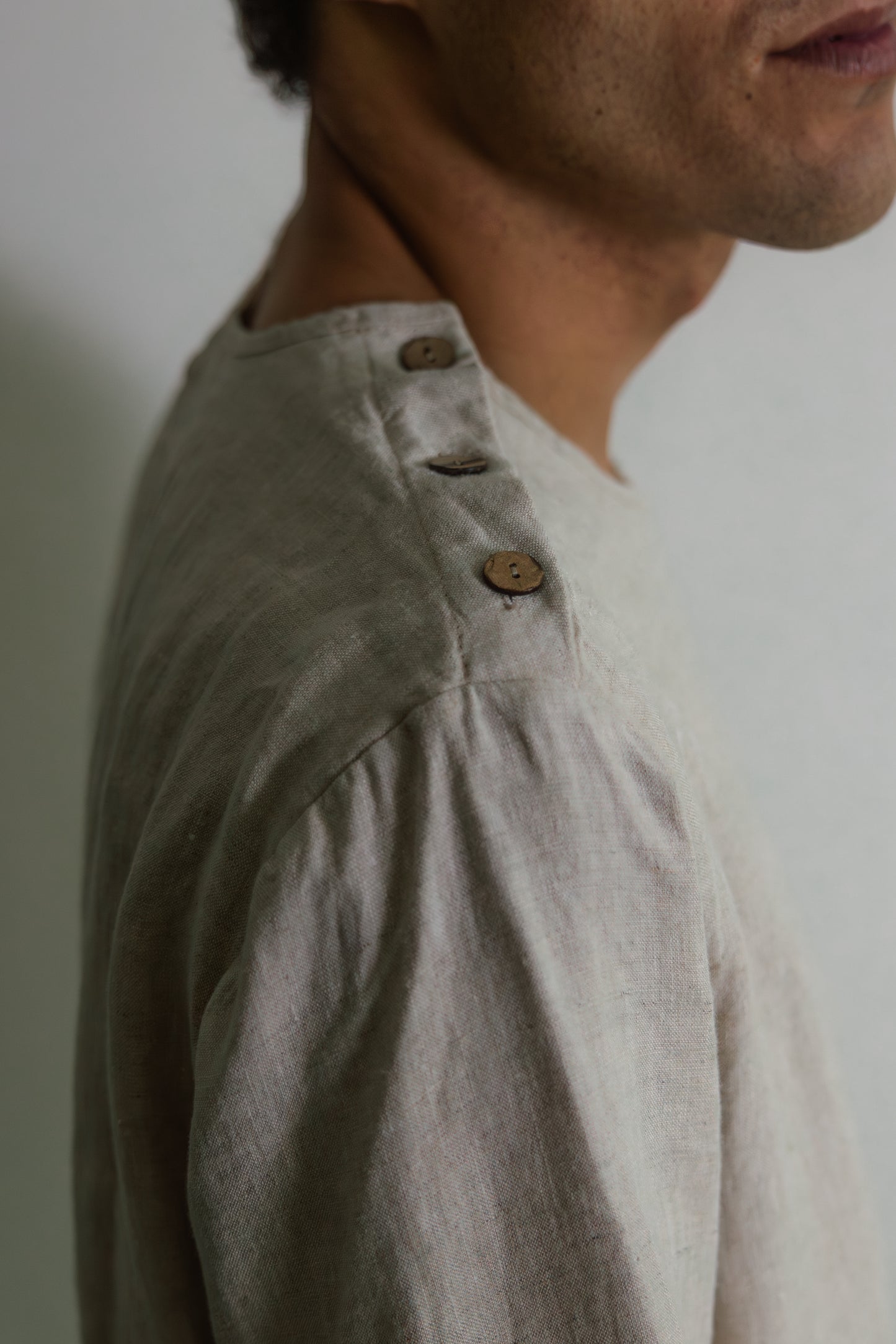 Asymmetrisch linnen overhemd
