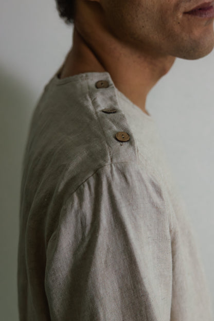 Asymmetrisch linnen overhemd